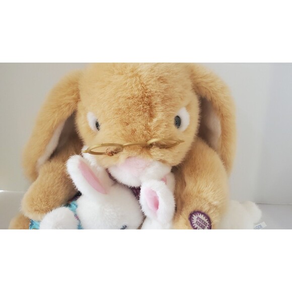 Dan Dee Easter Bunny Plush Animated 2 baby Bunnies Tells A Story Light Up Rabbit - Picture 2 of 9